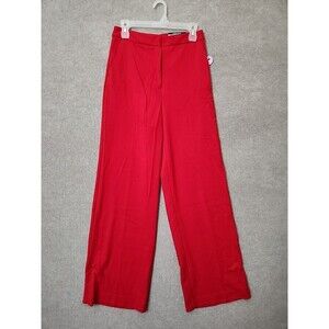 Worthington Wide Leg Dress Pants Womens 4 Cabaret Red Soft Career Stretch NEW